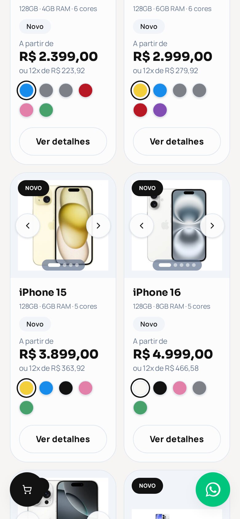 Produtos no catálogo iMoove